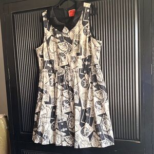 Modcloth Black and Cream Collage Print Dress